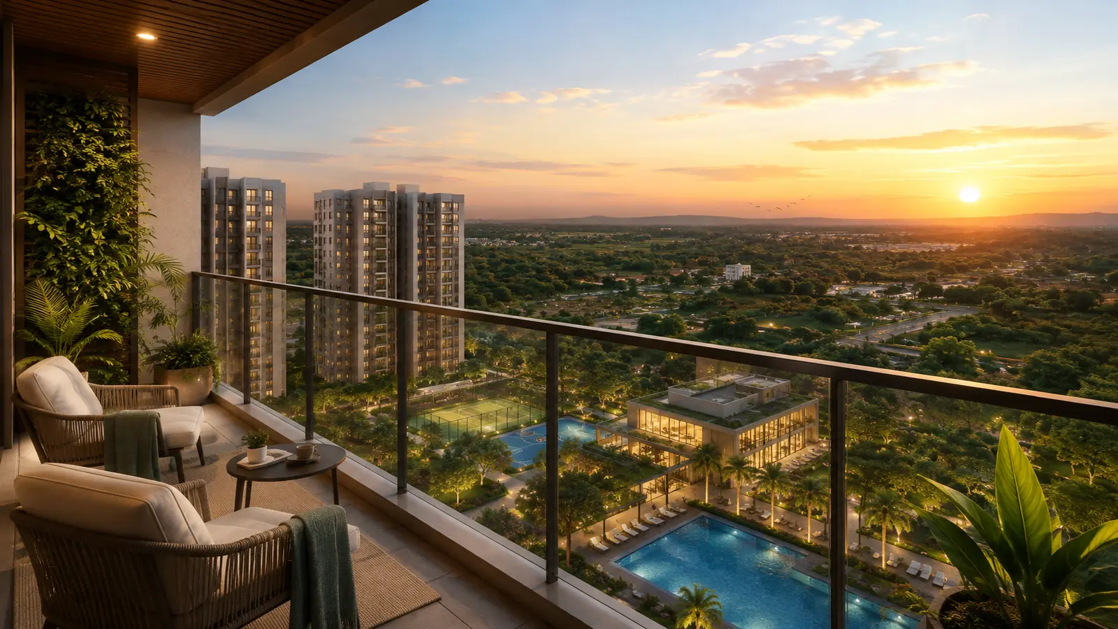 TVS Emerald Avalon Private Balcony Sunset View
